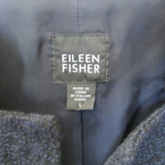 Eileen‎ Fisher Black Texturized Embroidered Blazer L Large - Picture 5 of 8